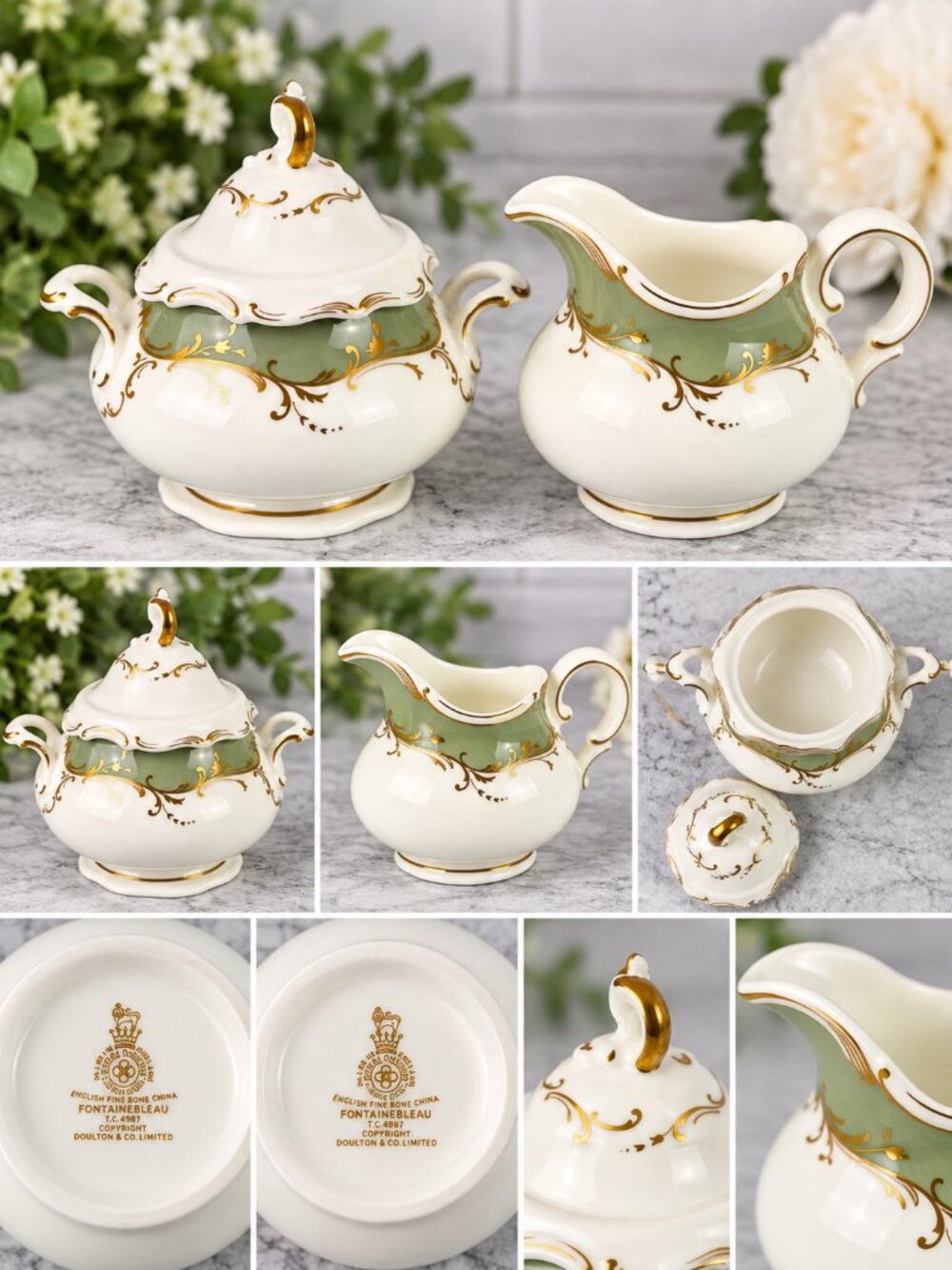 Royal Doulton Fontainebleau H4978 Sugar Bowl & Creamer Set